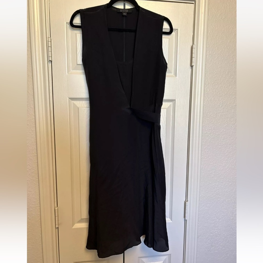 Great Condition - AllSaints Black Midi Dress - Size 4